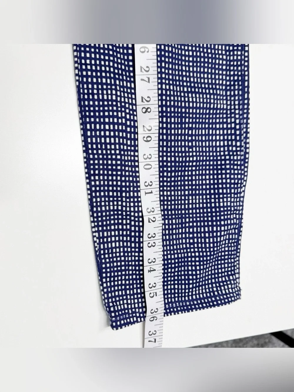 J. CREW Toothpick Navy Checkered Stretch Low Rise Slim Cotton Pants Sz 29
